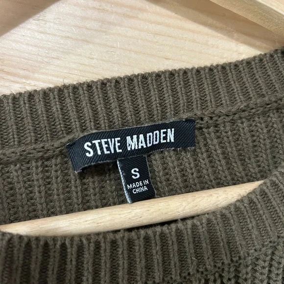 Steve Madden Olive Green Sweater Dress with Satin Pocket - Picture 6 of 6